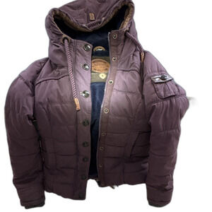 Naketano Ladies S - Breakfast Club III - Luxe Plush Corduroy Puffer Jacket Plum